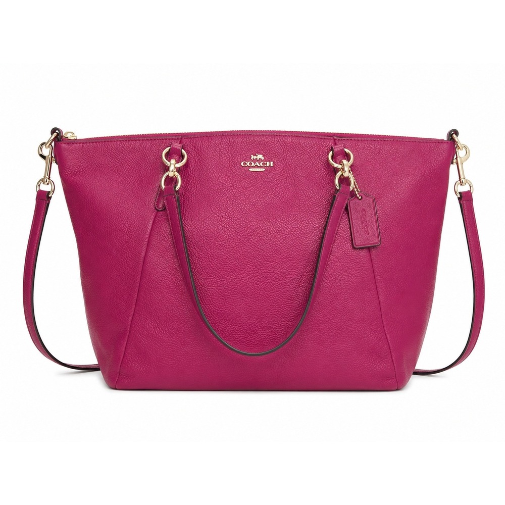 Coach Fuchsia Pink Pebbled Leather Tote Shoulder Crossbody Bag Gold Hardware